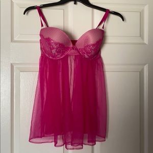 38D hot pink Victoria’s Secret babydoll lingerie